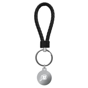 Braided Leather Loop Keychain Fob - Utah Utes