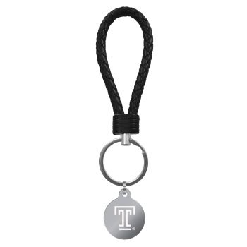 Braided Leather Loop Keychain Fob - Temple Owls