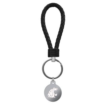 Braided Leather Loop Keychain Fob - Washington State Cougars