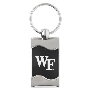 Keychain Fob with Wave Shaped Inlay - Wake Forest Demon Deacons