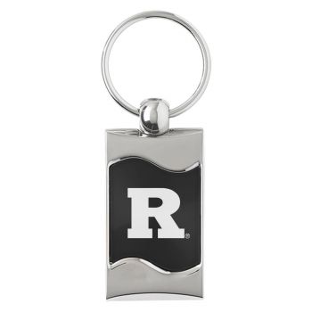 Keychain Fob with Wave Shaped Inlay - Rutgers Knights