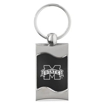 Keychain Fob with Wave Shaped Inlay - MSVU Delta Devils