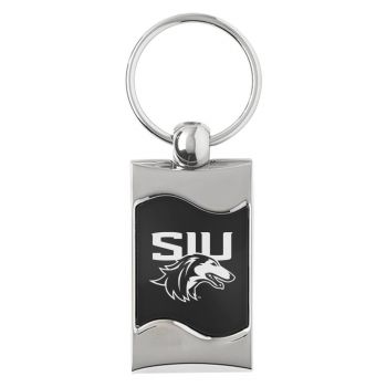 Keychain Fob with Wave Shaped Inlay - Southern Illinois Salukis