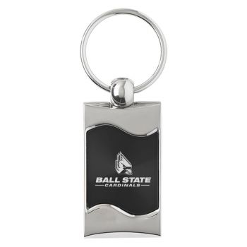 Keychain Fob with Wave Shaped Inlay - Ball State Cardinals