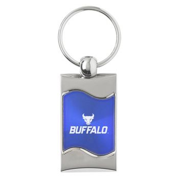 Keychain Fob with Wave Shaped Inlay - SUNY Buffalo Bulls