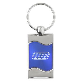 Keychain Fob with Wave Shaped Inlay - UIC Flames