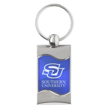 Keychain Fob with Wave Shaped Inlay - Southern University Jaguars