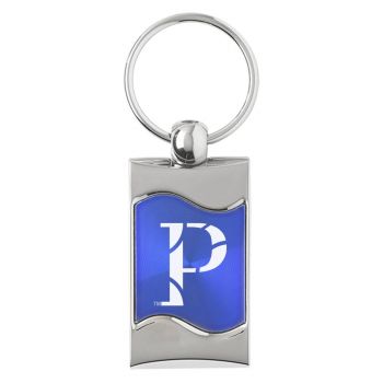 Keychain Fob with Wave Shaped Inlay - Wisconsin-Platteville Pioneers