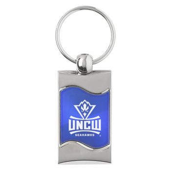 Keychain Fob with Wave Shaped Inlay - UNC Wilmington Seahawks