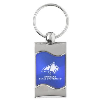 Keychain Fob with Wave Shaped Inlay - Montana State Bobcats