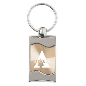 Keychain Fob with Wave Shaped Inlay - Alcorn State Braves