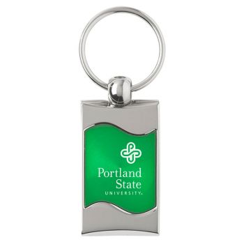 Keychain Fob with Wave Shaped Inlay - Portland State 
