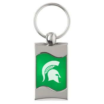 Keychain Fob with Wave Shaped Inlay - Michigan State Spartans