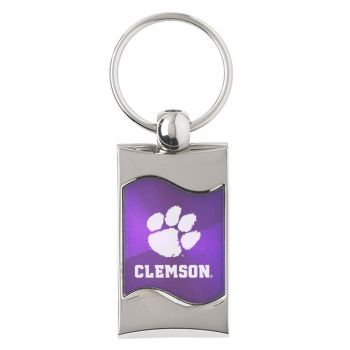 Keychain Fob with Wave Shaped Inlay - Clemson Tigers