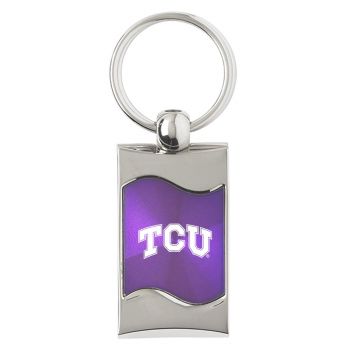 Keychain Fob with Wave Shaped Inlay - TCU Horned Frogs