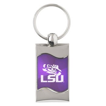 Keychain Fob with Wave Shaped Inlay - LSU Tigers
