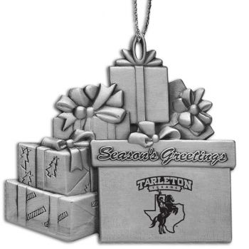 Pewter Gift Display Christmas Tree Ornament - Tarleton State Texans