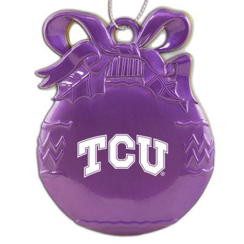 Pewter Christmas Bulb Ornament - TCU Horned Frogs