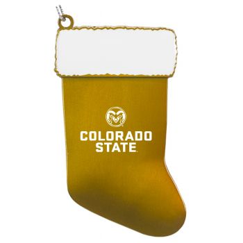 Pewter Stocking Christmas Ornament - Colorado State Rams