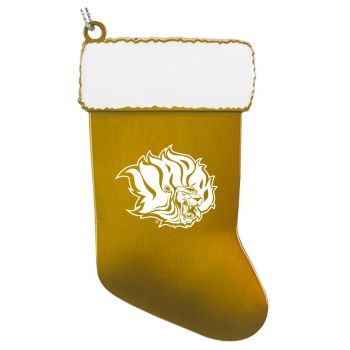 Pewter Stocking Christmas Ornament - Arkansas Pine Bluff Golden Lions