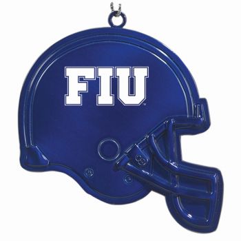Football Helmet Pewter Christmas Ornament - FIU Panthers