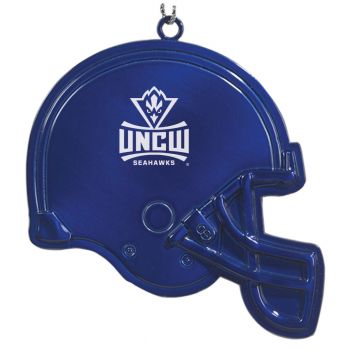Football Helmet Pewter Christmas Ornament - UNC Wilmington Seahawks