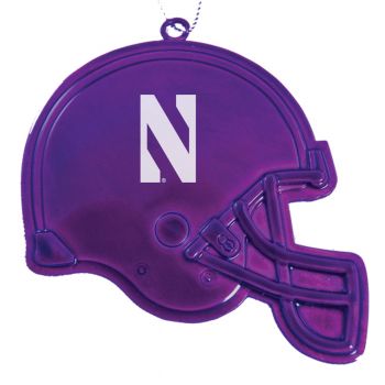 Football Helmet Pewter Christmas Ornament - Northwestern Wildcats