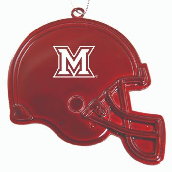 Football Helmet Pewter Christmas Ornament - Miami RedHawks