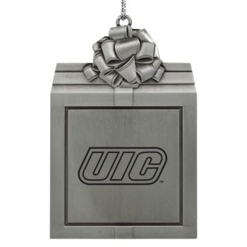Pewter Gift Box Ornament - UIC Flames