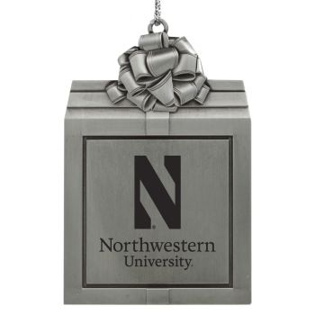 Pewter Gift Box Ornament - Northwestern Wildcats