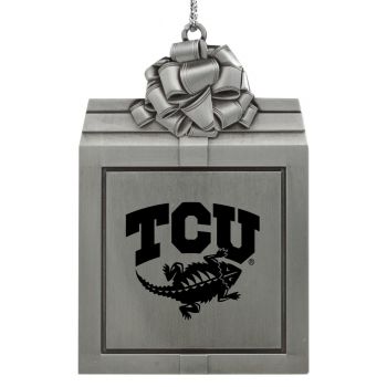 Pewter Gift Box Ornament - TCU Horned Frogs