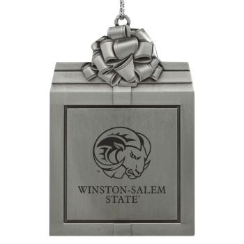 Pewter Gift Box Ornament - Winston-Salem State University 