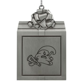 Pewter Gift Box Ornament - Tulane Pelicans