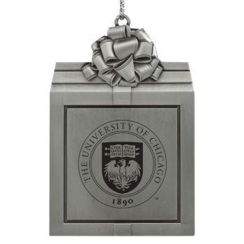 Pewter Gift Box Ornament - University of Chicago