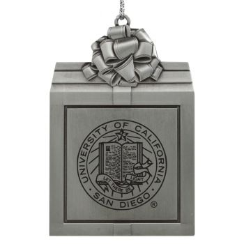 Pewter Gift Box Ornament - UCSD Tritons