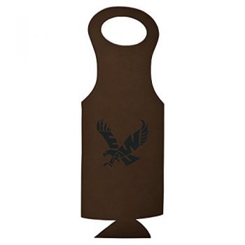 Velour Leather Wine Tote Carrier - Eastern Washington Eagles