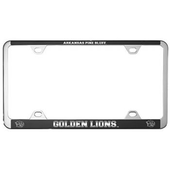 Stainless Steel License Plate Frame - Arkansas Pine Bluff Golden Lions