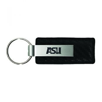 Carbon Fiber Styled Leather and Metal Keychain - ASU Sun Devils