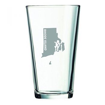 16 oz Pint Glass  - Rhode Island State Outline - Rhode Island State Outline