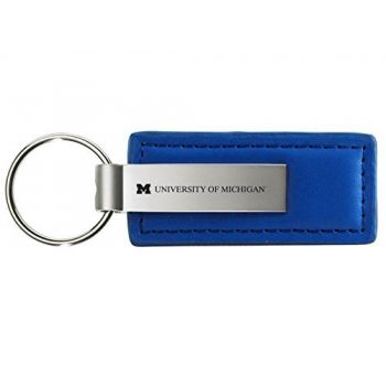 Stitched Leather and Metal Keychain - Michigan Wolverines