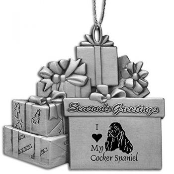 Pewter Gift Display Christmas Tree Ornament  - I Love My Cocker Spaniel