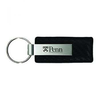 Carbon Fiber Styled Leather and Metal Keychain - Penn Quakers