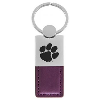 Modern Leather and Metal Keychain - Clemson Tigers
