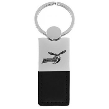 Modern Leather and Metal Keychain - Delaware State Hornets