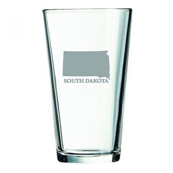 16 oz Pint Glass  - South Dakota State Outline - South Dakota State Outline