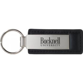 Stitched Leather and Metal Keychain - Bucknell Bison