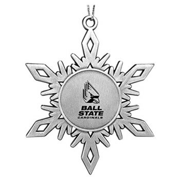 Pewter Snowflake Christmas Ornament - Ball State Cardinals