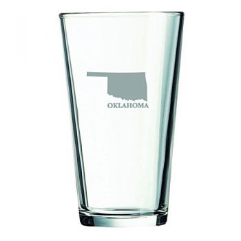 16 oz Pint Glass  - Oklahoma State Outline - Oklahoma State Outline