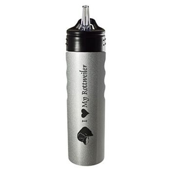 24 oz Stainless Steel Sports Water Bottle  - I Love My Rottweiler