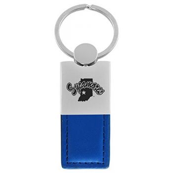 Modern Leather and Metal Keychain - Indiana State Sycamores